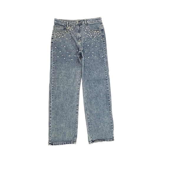 Unbranded Straight Leg Stud Detail Women's size L Medium Blue Denim jeans - Picture 1 of 3